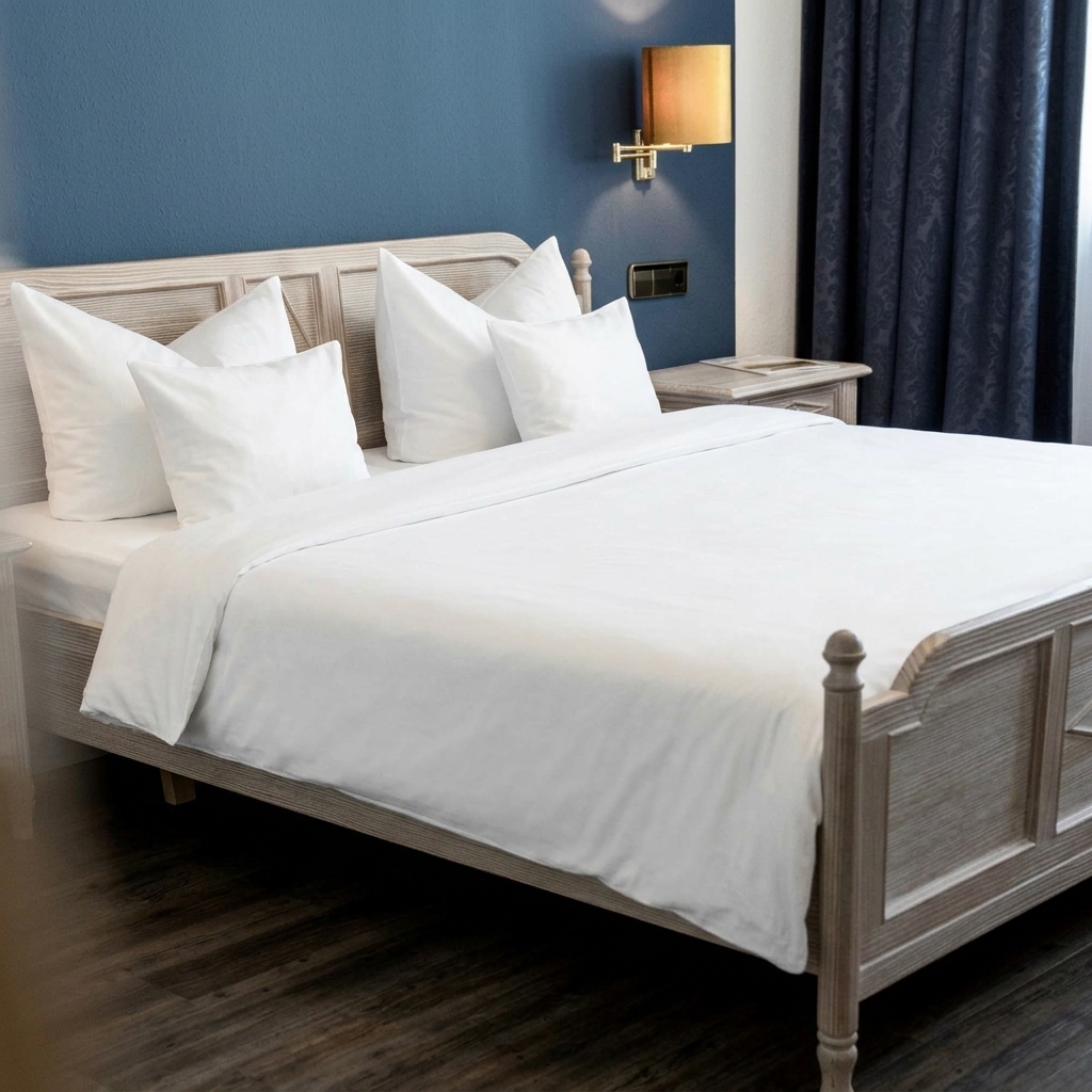 Ruhiges Doppelzimmer mit dunkler Wand