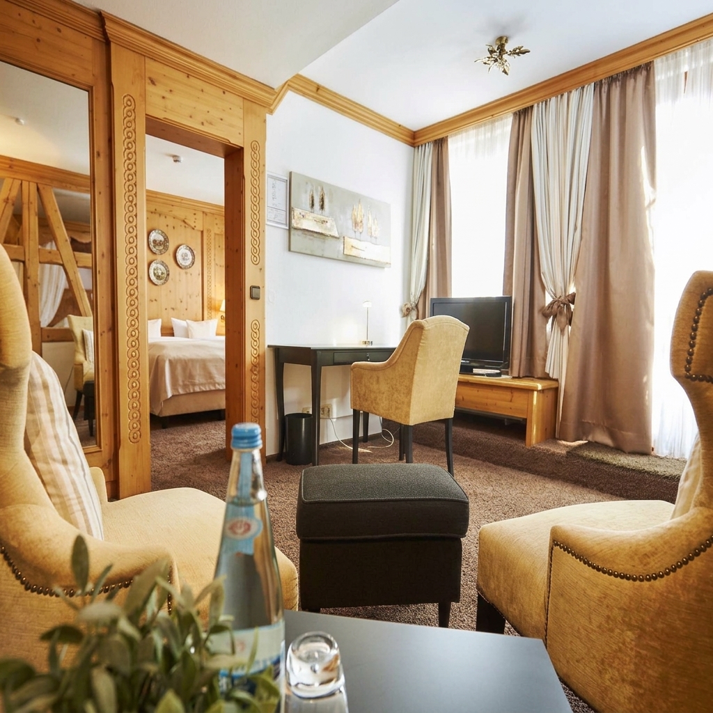 Zimmer mit Sitzecke und Aussicht